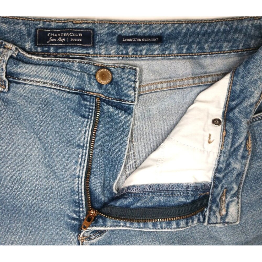 Charter Club Lexington Straight Jeans Womens 14PS Petite Blue Super Soft Denim - Picture 5 of 7